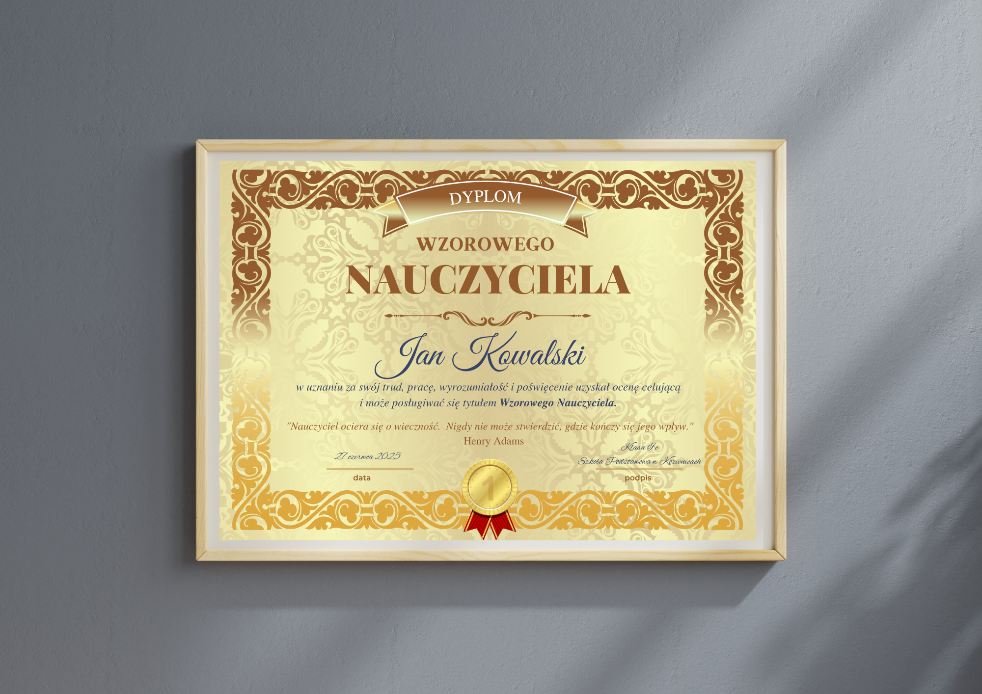 Dyplom dla Nauczyciela - Wzorowy Nauczyciel - obrazek 6