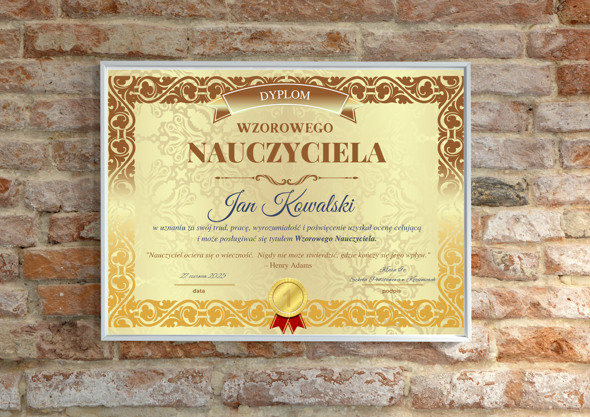 Dyplom dla Nauczyciela - Wzorowy Nauczyciel - obrazek 4