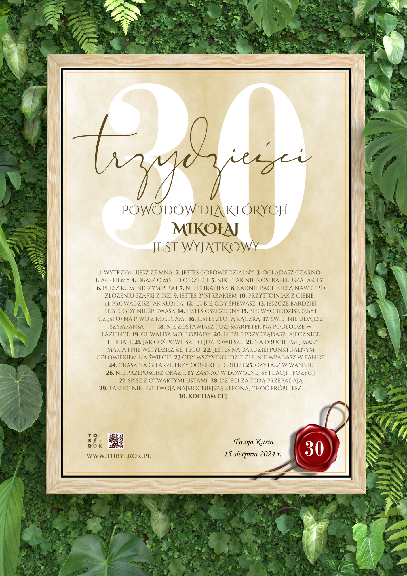 Karta 30 Wyjątkowych Powodów na 30 Urodziny - obrazek 7