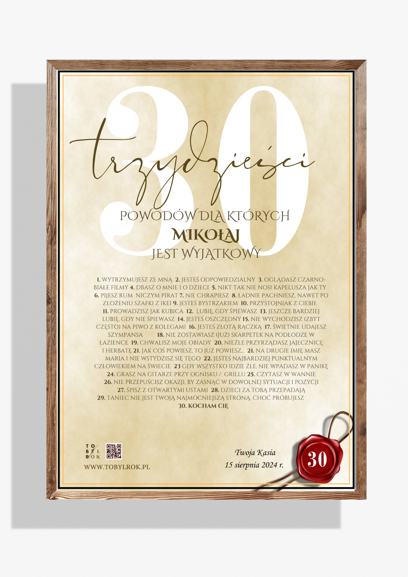 Karta 30 Wyjątkowych Powodów na 30 Urodziny - obrazek 8