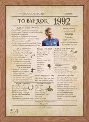 Prezent na urodziny – TO BYŁ ROK 1992 | Personalizowana karta